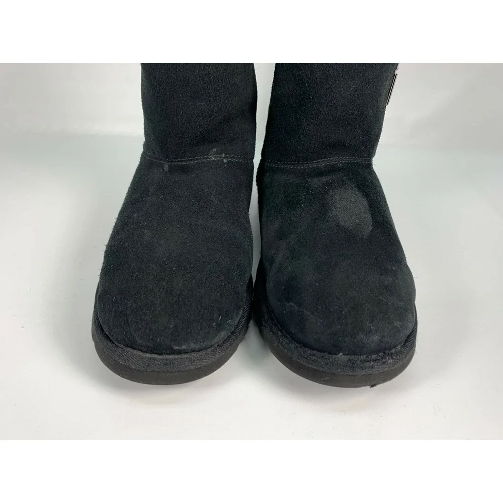 UGG Australia Girls Black Suede FLORENCE 1016992K Short Zipper Warm Boots Size 4
